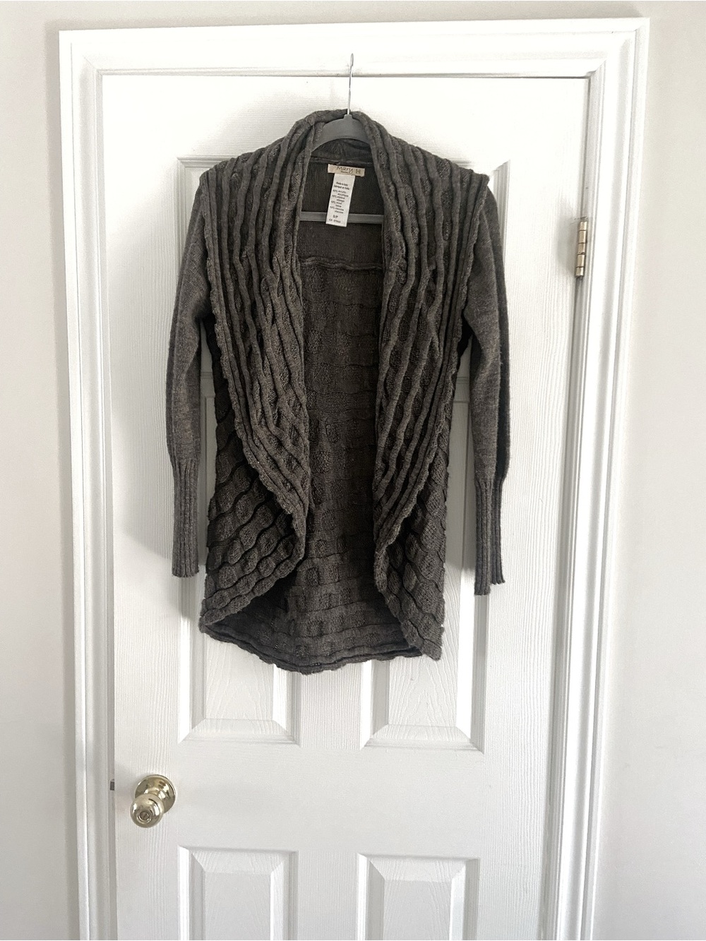 Cozy Open-Front Cable Knit Cardigan Sweater - Gray
